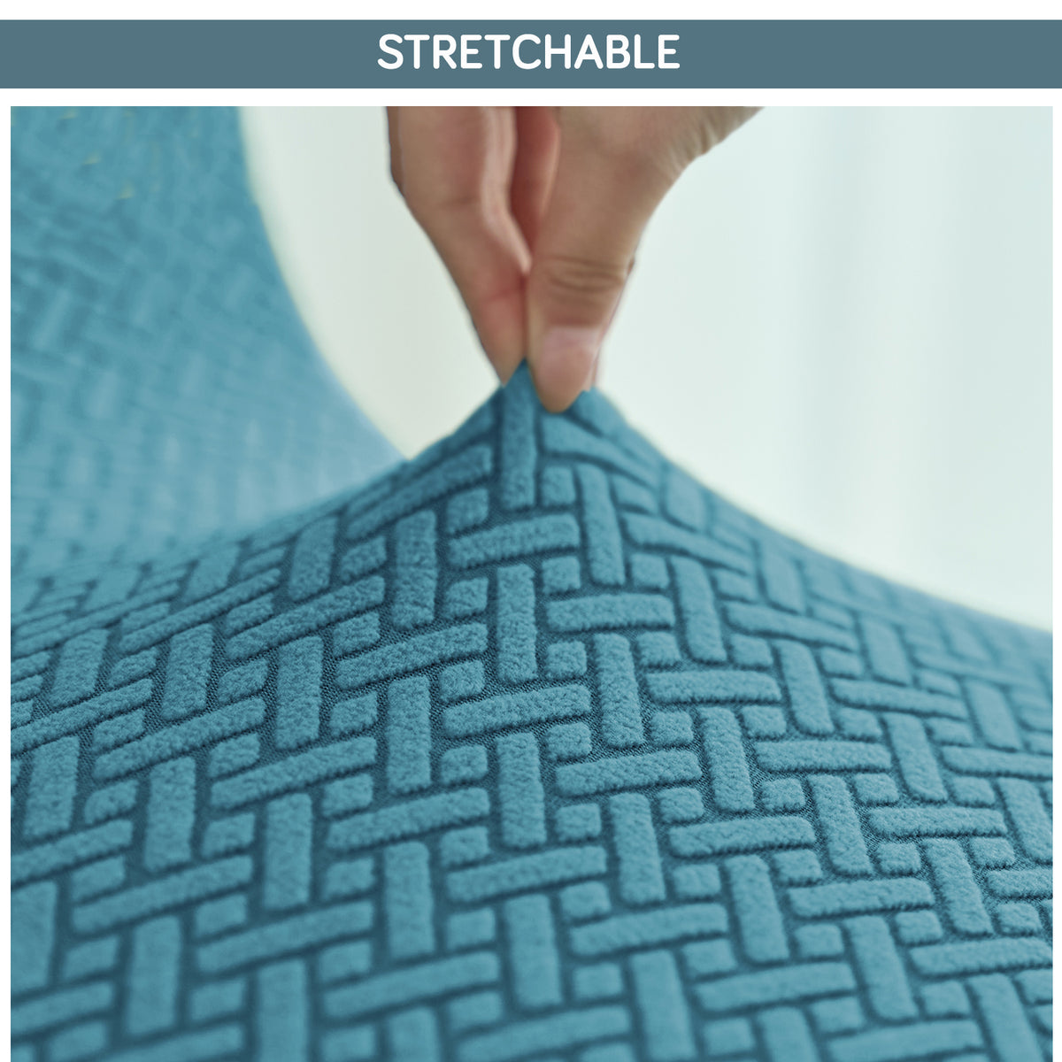 Premium Jacquard Fully Covered Cover for Swivel Dining Chair with Arms, Turquoise
