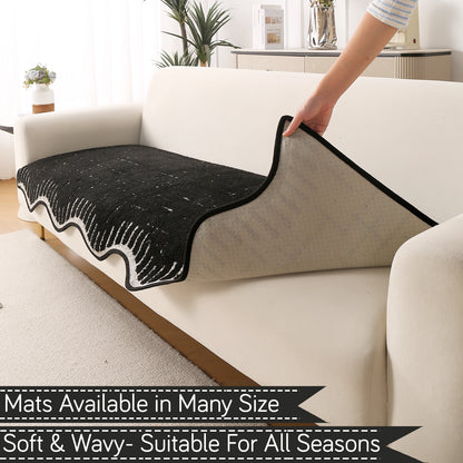 Premium Supple Soft Wavy Sofa Cover Mat, Black