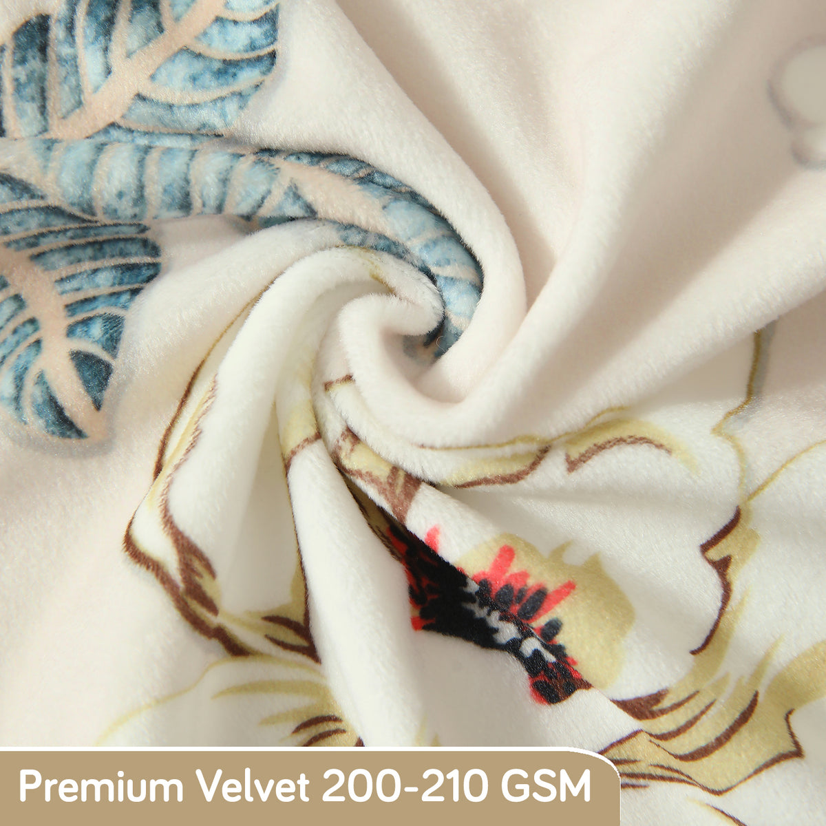 Premium Printed Velvet Dining Chair Cover Set, Buttercream Magnolia Whisper