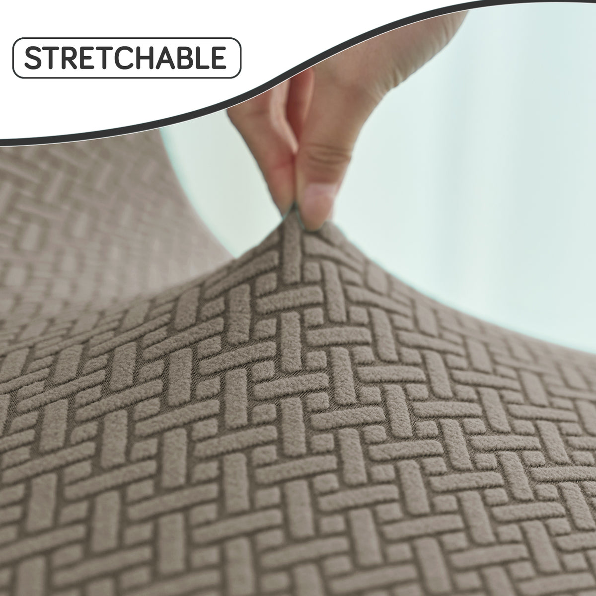 Premium Jacquard Fully Covered Cover for Mid Century Modern Dining Chair, Taupe Brown