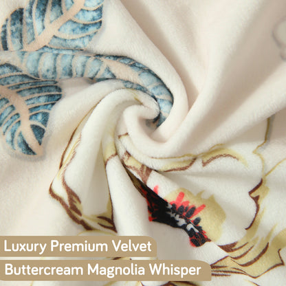 Buy Cozy Buttercream Magnolia Whisper Printed Zippered Velvet Cushion Covers for Luxury Look