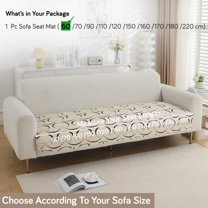 HOKIPO Water Repellent + Waterproof Quilted Sofa Mats, Natural Beige Abstract Art