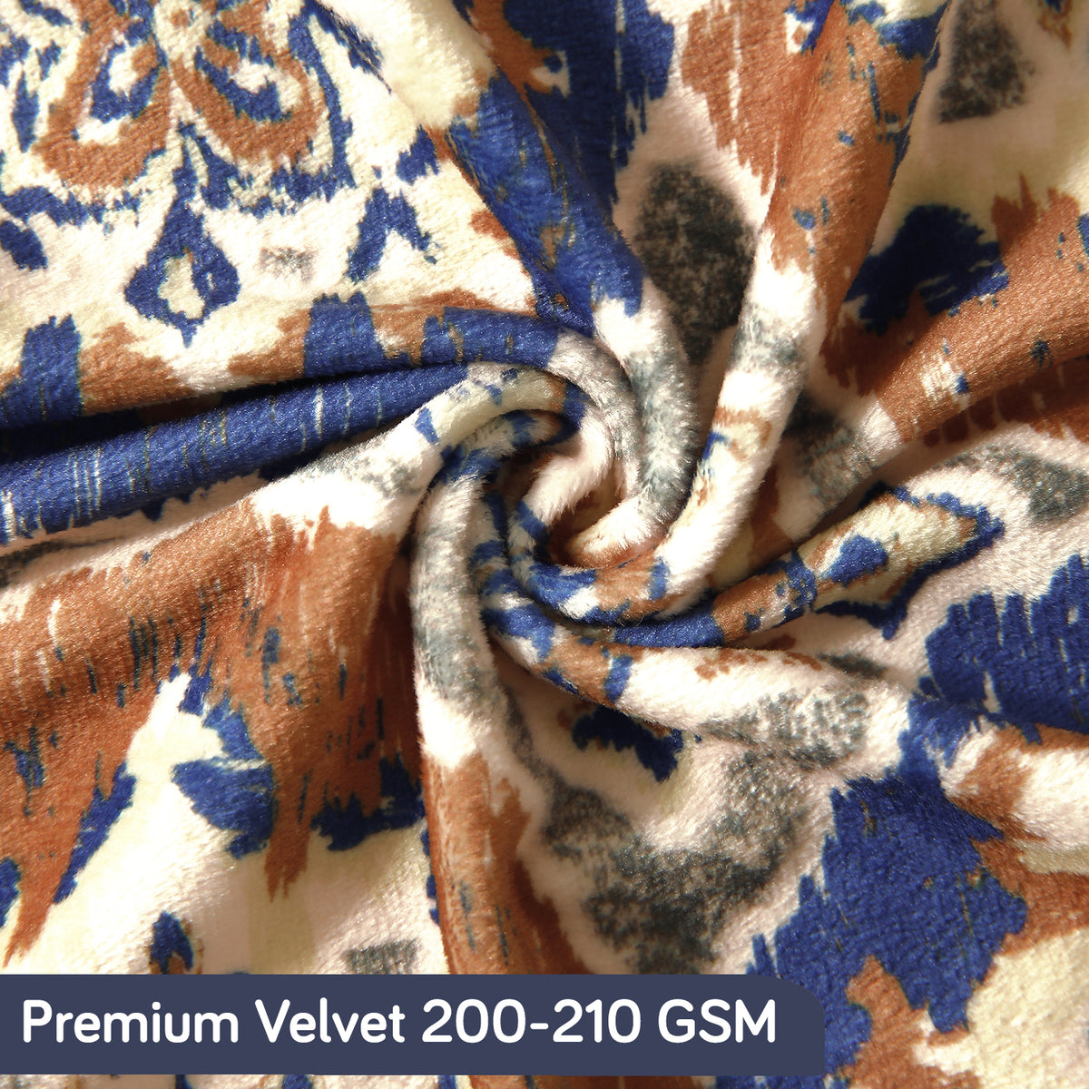 Premium Printed Velvet Dining Chair Cover Set, Indigo Moroccan Charm