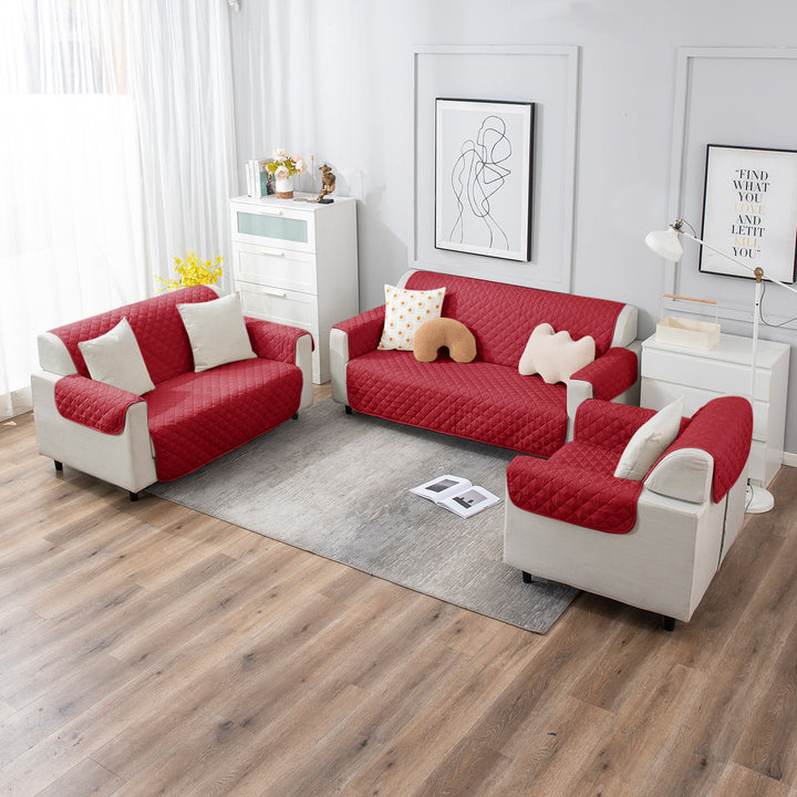 Scarlet Red quilted sofa cover​ for 3+2+1 seater sofa set