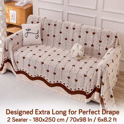 Buy Mocha Cream Colour Cozy Heart Series Luxury Plush Sofa Throw – 2 Seater Sofas | HOKIPO