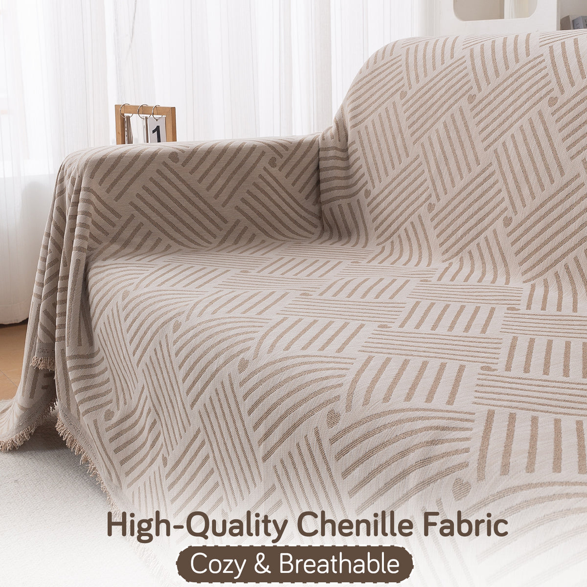 High Quality Chenille Fabric, Cozy & Breathable Sofa Throw - HOKIPO