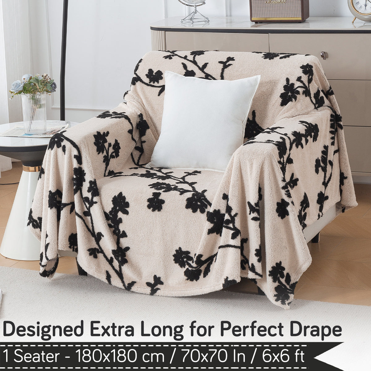 Buy Botanical Vine Noirea Series Luxury Plush Sofa Throw – Single Seater Sofas | HOKIPO