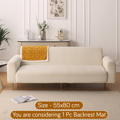 'Italian Caelora' Luxury Jacquard Plush Anti-Slip Sofa Cover Mat - Honey Yellow