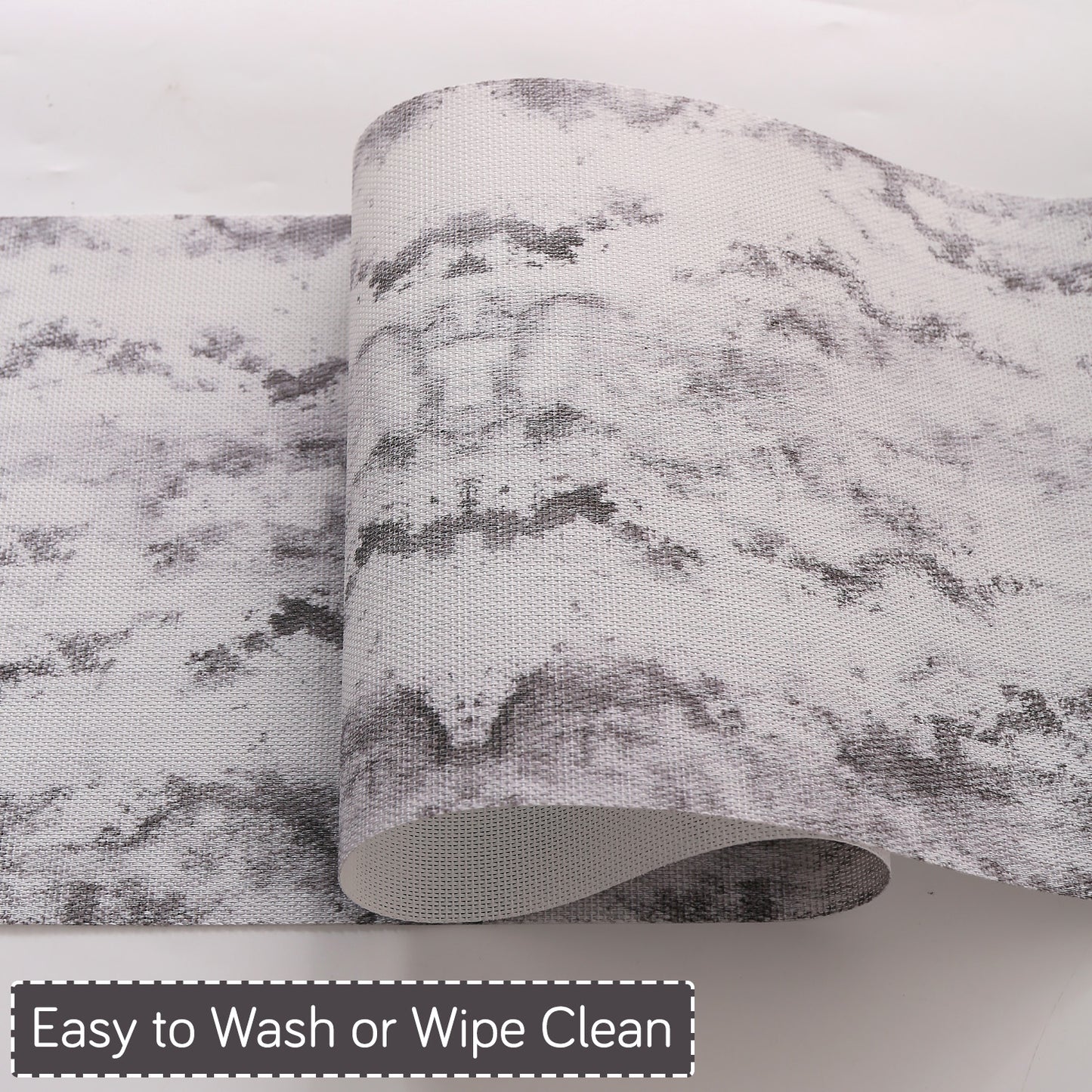 Marble Fusion PVC Mats for Dining Table, Misty Clouds - Spanish Grey