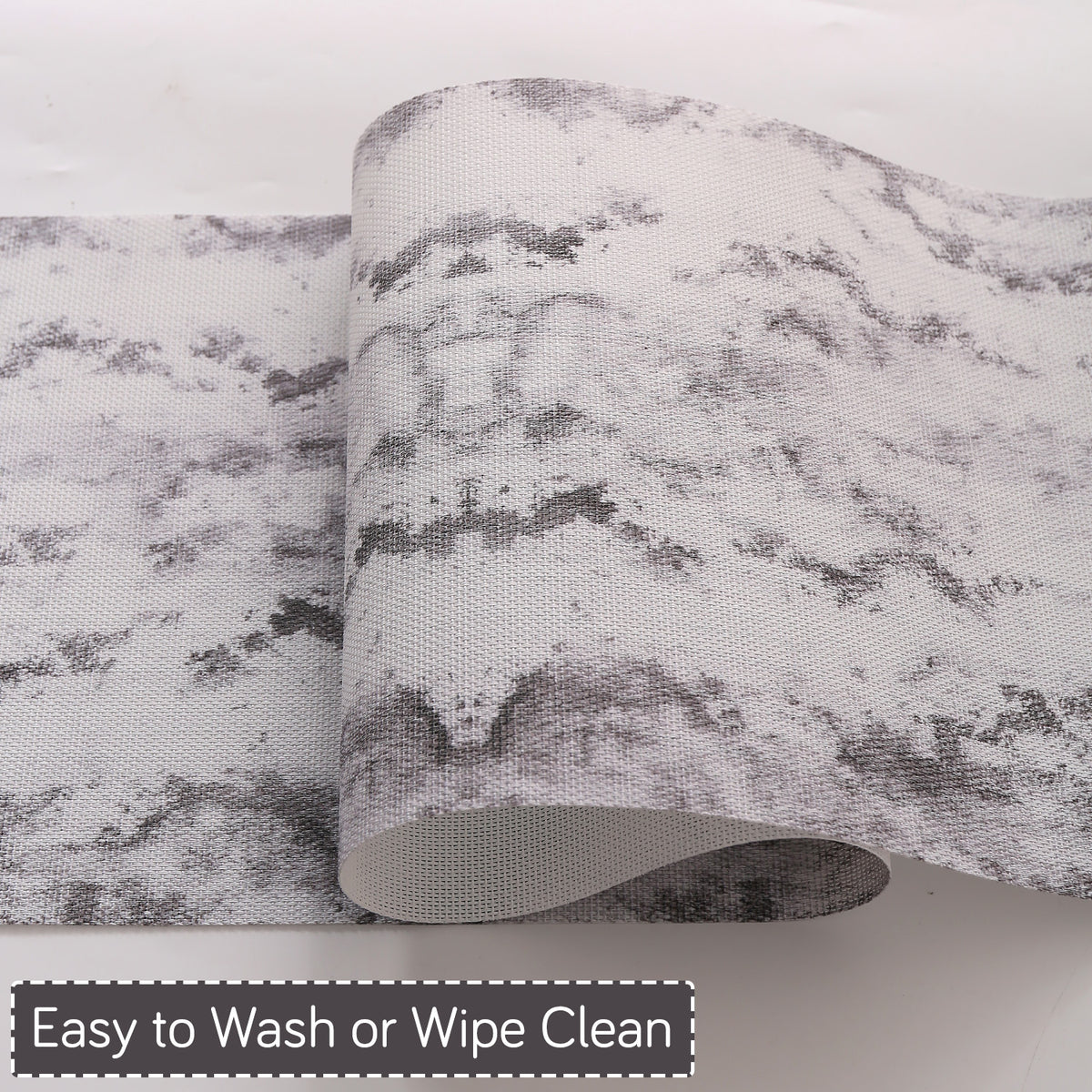 Marble Fusion PVC Mats for Dining Table, Misty Clouds - Spanish Grey