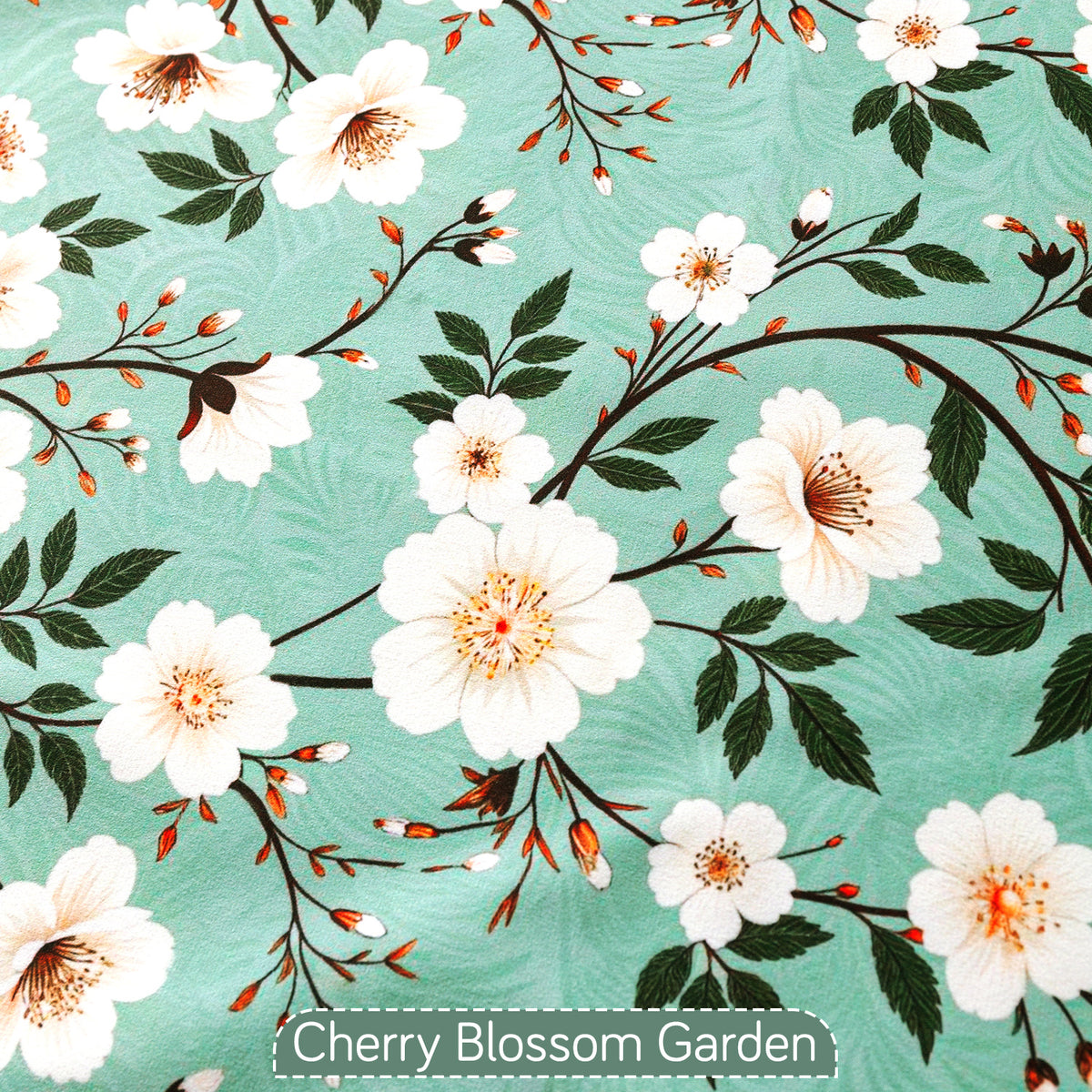 Whispers of Nature' Series Holland Velvet L Shape Sofa Cover Seat Mat with Tassels, Sage Floral Vine