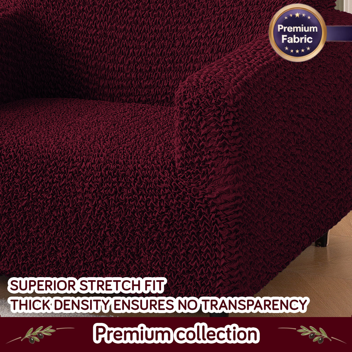 Italian Belissia Luxe Series' Super Stretchable Microfiber 1/2/3 Seater Sofa Cover, Merlot Wine