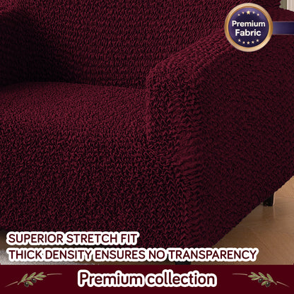 Italian Belissia Luxe Series' Super Stretchable Microfiber 1/2/3 Seater Sofa Cover, Merlot Wine