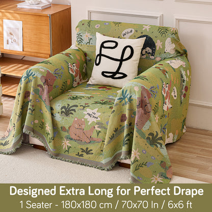All-Season Chenille Sofa Throw, Forest Story Series