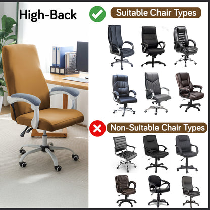 Office Chair Cover for Executive Chair (High-Back) – 140 GSM Stretchable Fabric – Washable & Anti-Slip – Fits Big & Tall Office Chairs, Camel