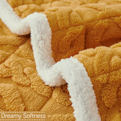 'Italian Caelora' Luxury Jacquard Plush Anti-Slip Sofa Cover Mat - Honey Yellow