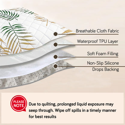 Quilted, Waterproof and Anti-Slip Sofa Cover Mat, Palm Leaves Forest Green
