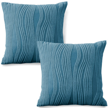 Nestiva Series Premium Knitting Jacquard Sofa Cushion Cover - Sea Blue
