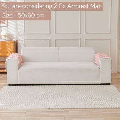 'Italian Caelora' Luxury Jacquard Plush Sofa Cover Mat and Anti-Slip Armrest Covers - Misty Rose
