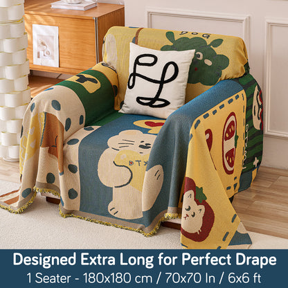All-Season Chenille Sofa Throw, Cuddle Friends Series
