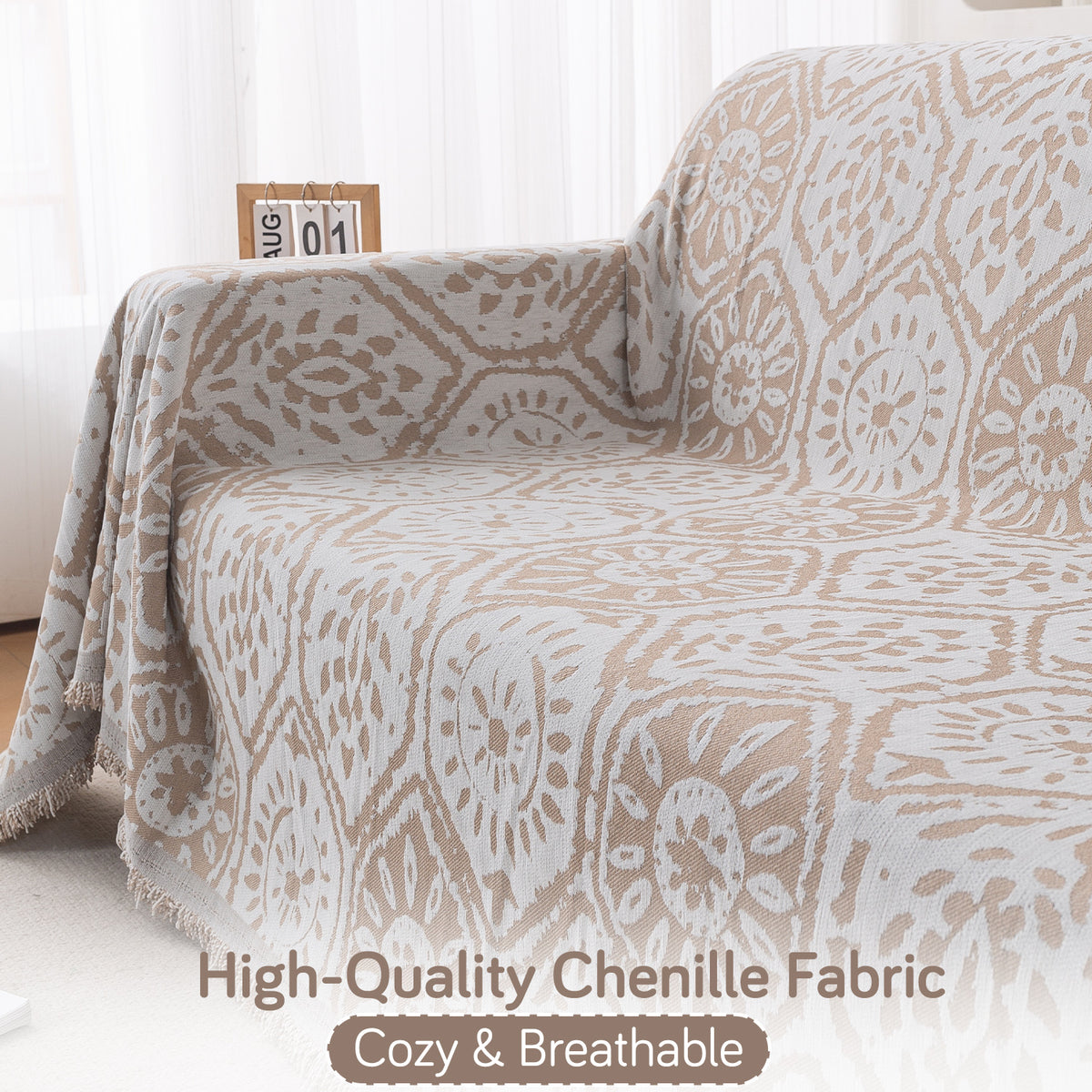 High Quality Chenille Fabric, Cozy & Breathable Sofa Throw - HOKIPO