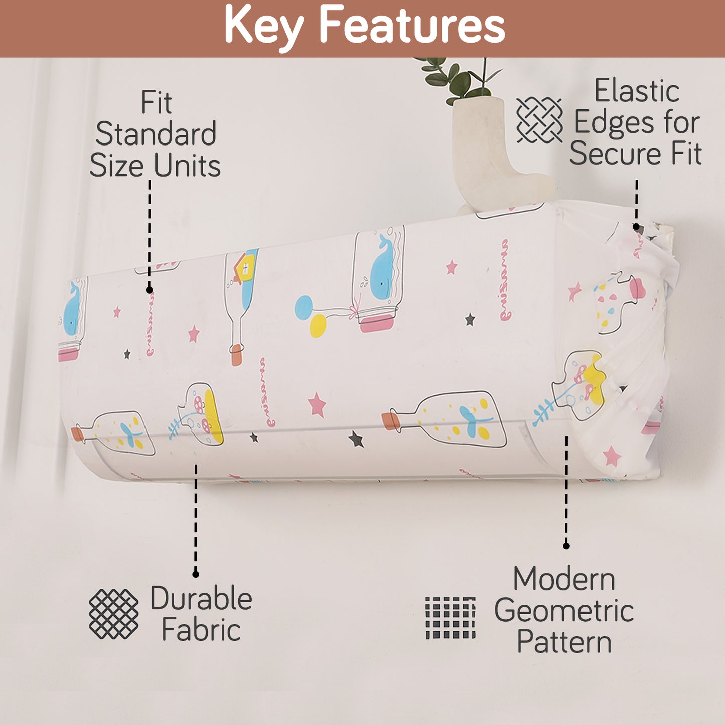 Dustproof, Waterproof & Washable Indoor AC Cover - Whimsical Bottles