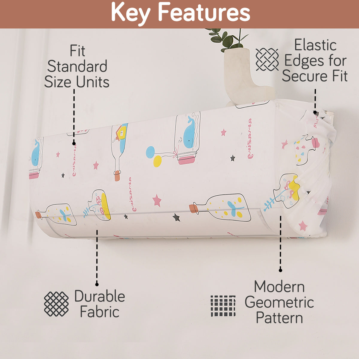Dustproof, Waterproof & Washable Indoor AC Cover - Whimsical Bottles
