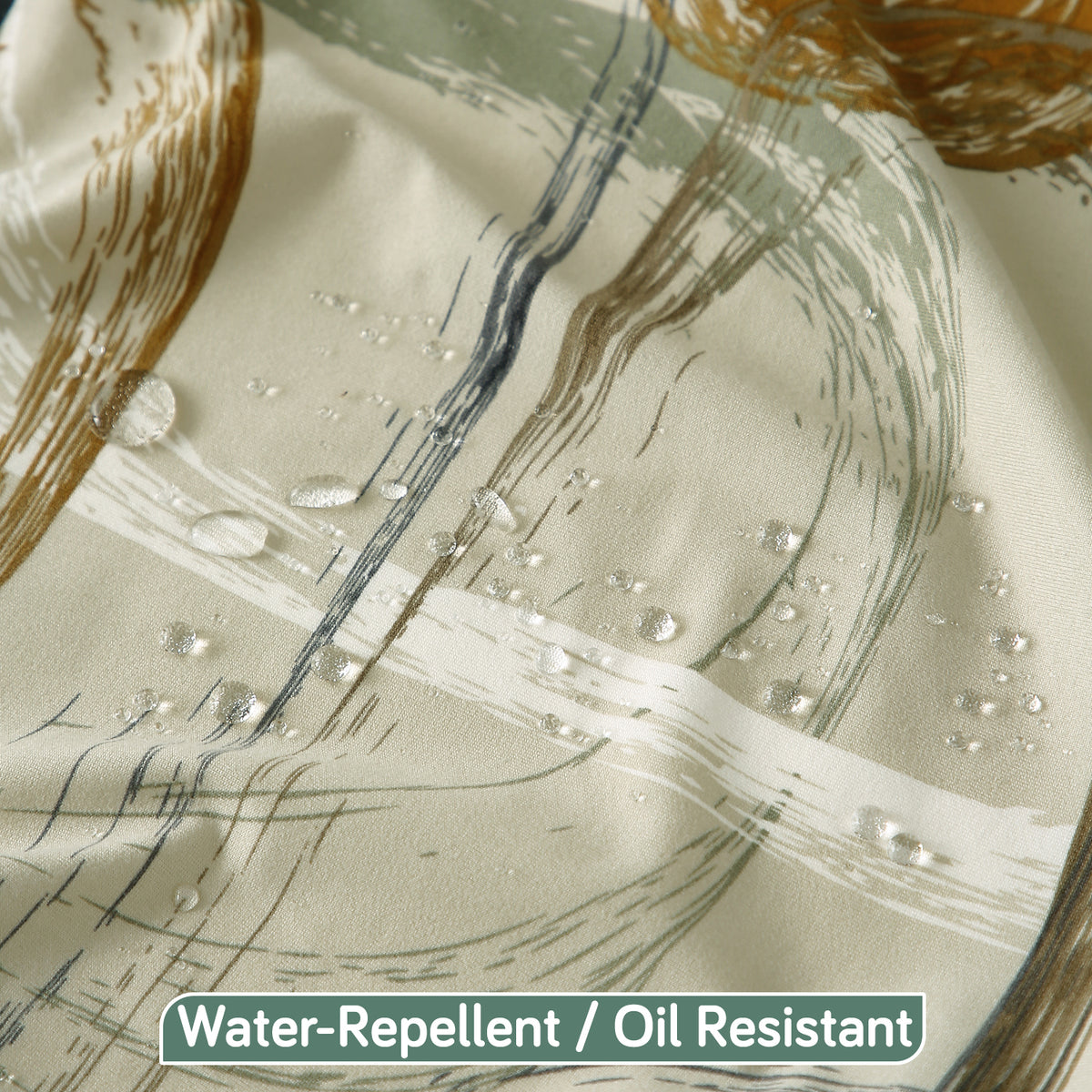 Buy Parchement Beige Abstract Art Printed Water-Repellent & Oil Resistant Tables Cover