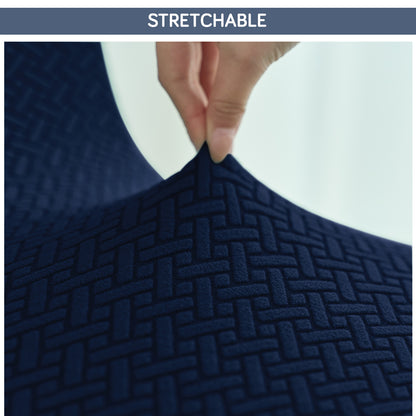 HOKIPO Premium Jacquard Fully Covered Cover for Swivel Dining Chair with Arms, Navy Blue