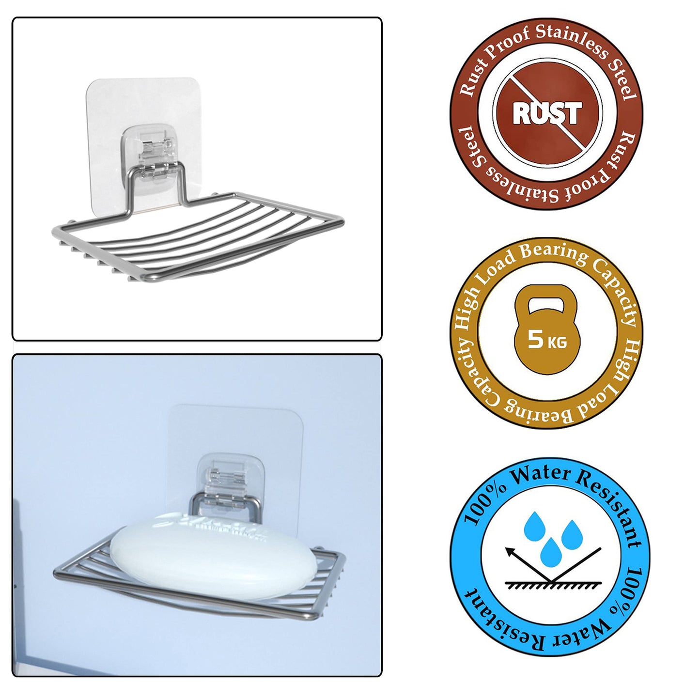 Magic Sticker Series No Drill Bathroom Soap Dish Stand