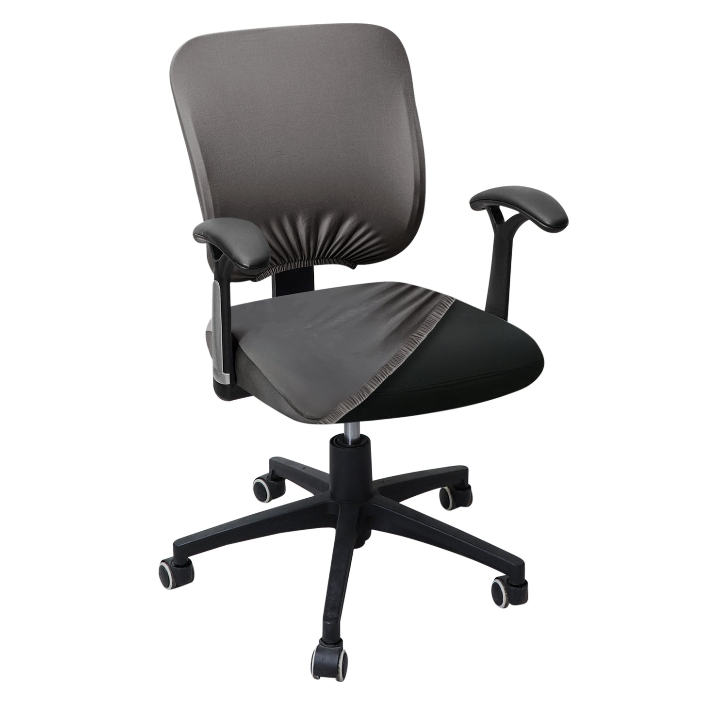 Grey Stretchable Jacquard Regular Office Chair Cover | Hokipo