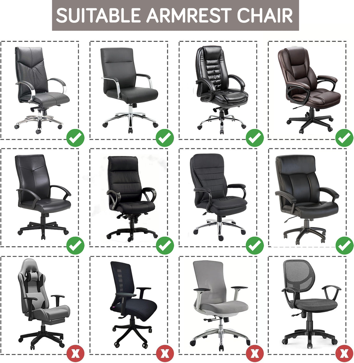 170gsm Jacquard Armrest Covers for Office Chair (Zipper Style), 1 Pair, Taupe Brown