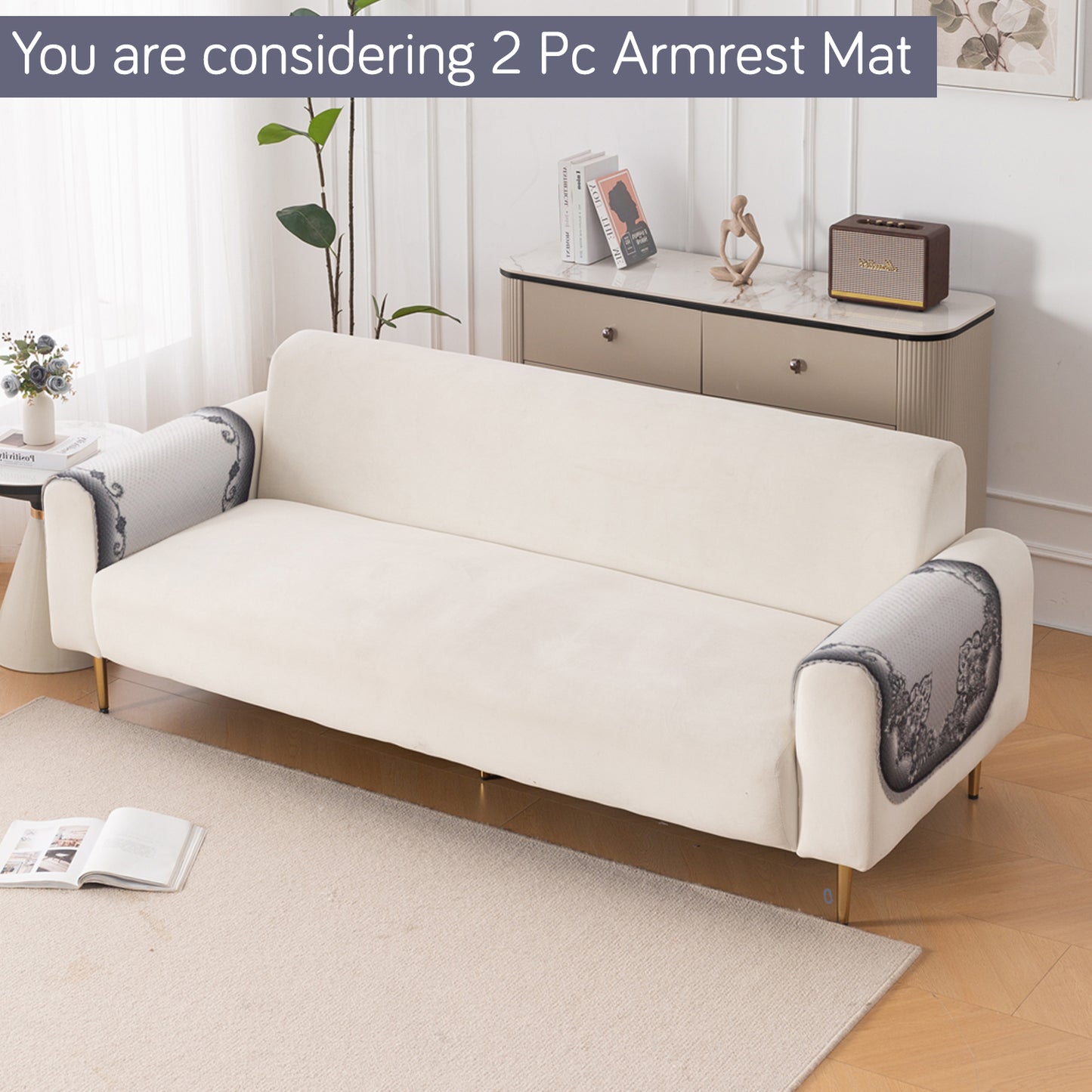 HeavenHue Fleece Soft Touch Quilted Sofa Cover Set Washable Sofa Panel for Seat & Back - Twilight Lace