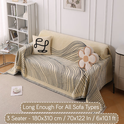 WaveLoom Collection Printed Chenille Sofa Cover Throw Blanket, Grey