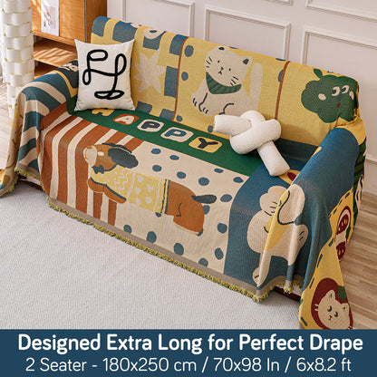 All-Season Chenille Sofa Throw, Cuddle Friends Series