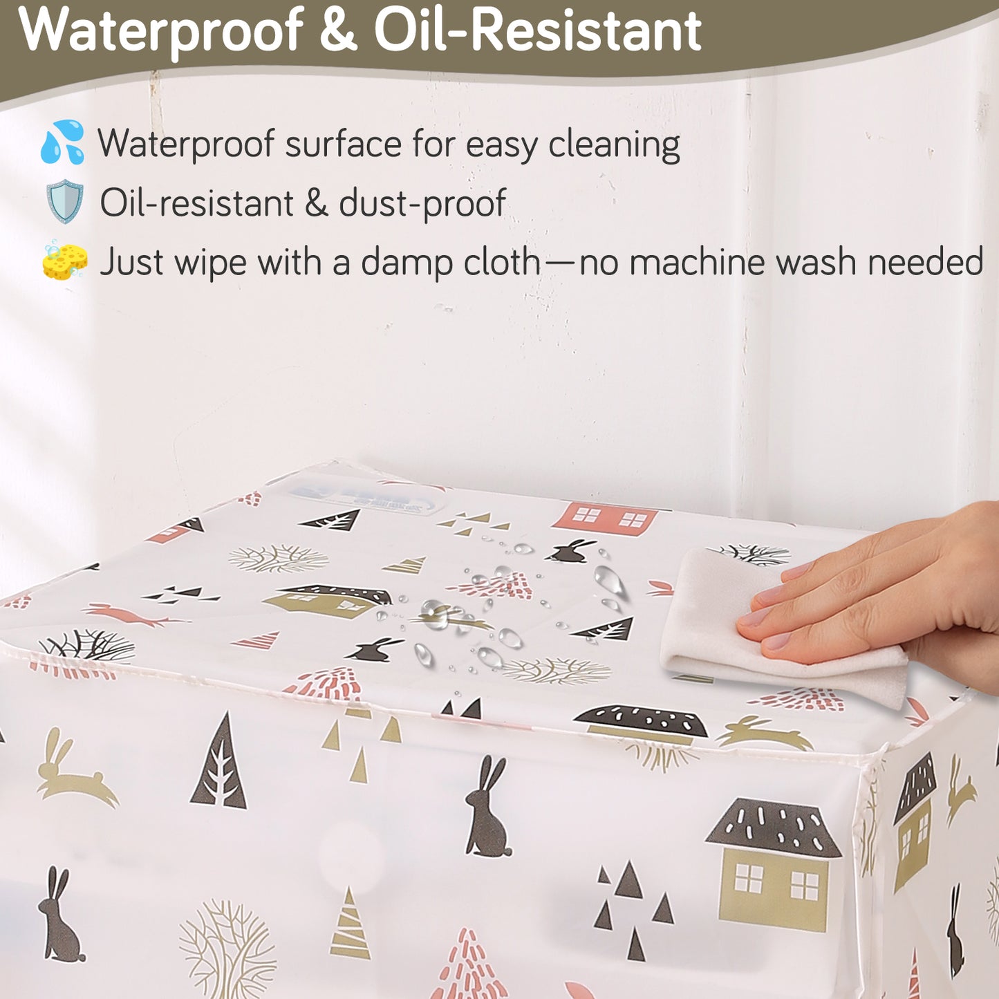 Waterproof Front Load / Top Load Washing Machine Cover | PEVA Dustproof Protective Cover for 6kg, 6.5kg, 7kg & 7.5kg Fully Automatic Machines, Woodland Village