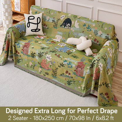 All-Season Chenille Sofa Throw, Forest Story Series