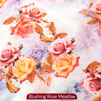 'Whispers of Nature' Series Holland Velvet Sofa Mat with Tassel, Vintage Rose Bloom