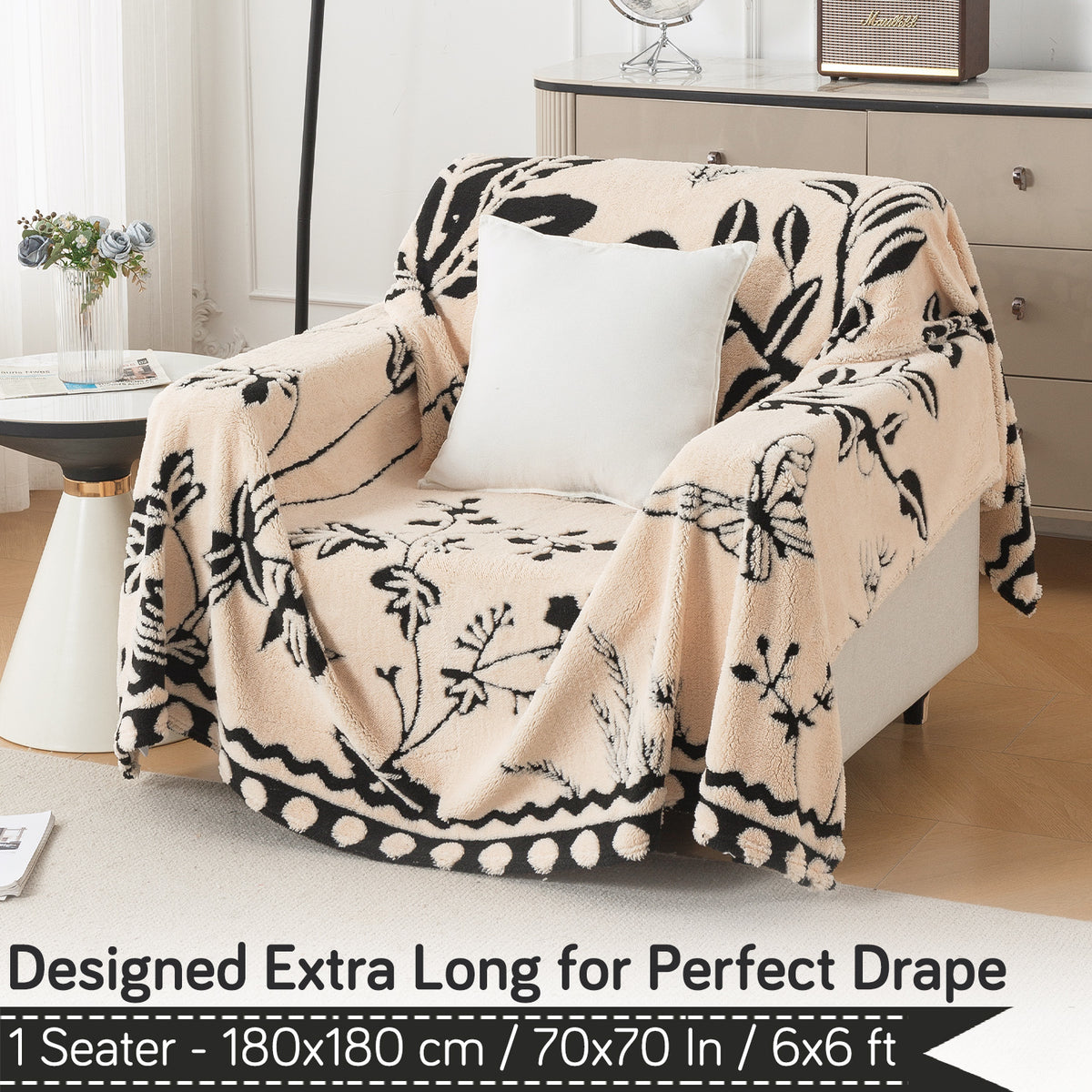 Buy Butterfly Garden Noirea Series Luxury Plush Sofa Throw – Single Seater Sofas | HOKIPO