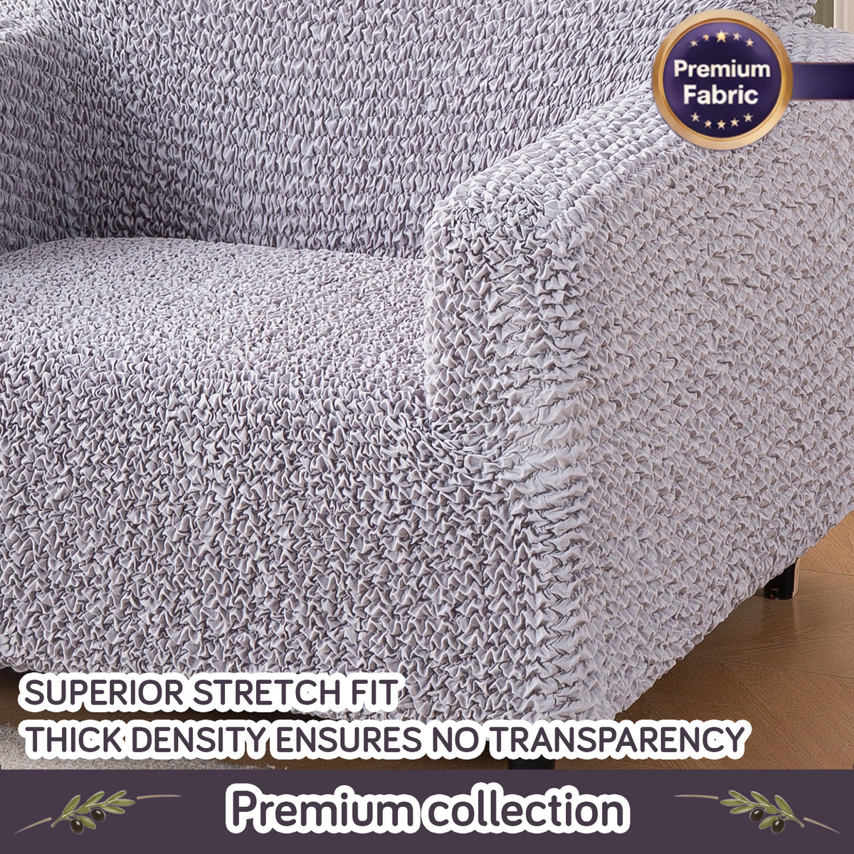 Italian Belissia Luxe Series' Super Stretchable Microfiber 1/2/3 Seater Sofa Cover, Ice Grey