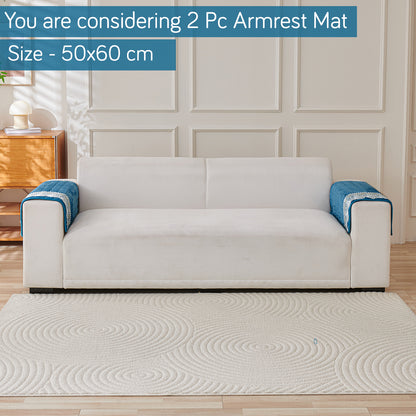 BelleLace Series Imperial Milk Velvet Sofa Cover Mat with Lace Design - Celdaon Blue