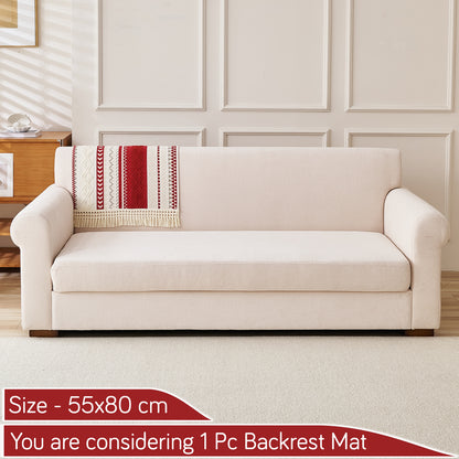 Nordic Boho Geometric Sofa Cover Mat with Tassel, 'Nordic Tassel Series'  Ruby Cream