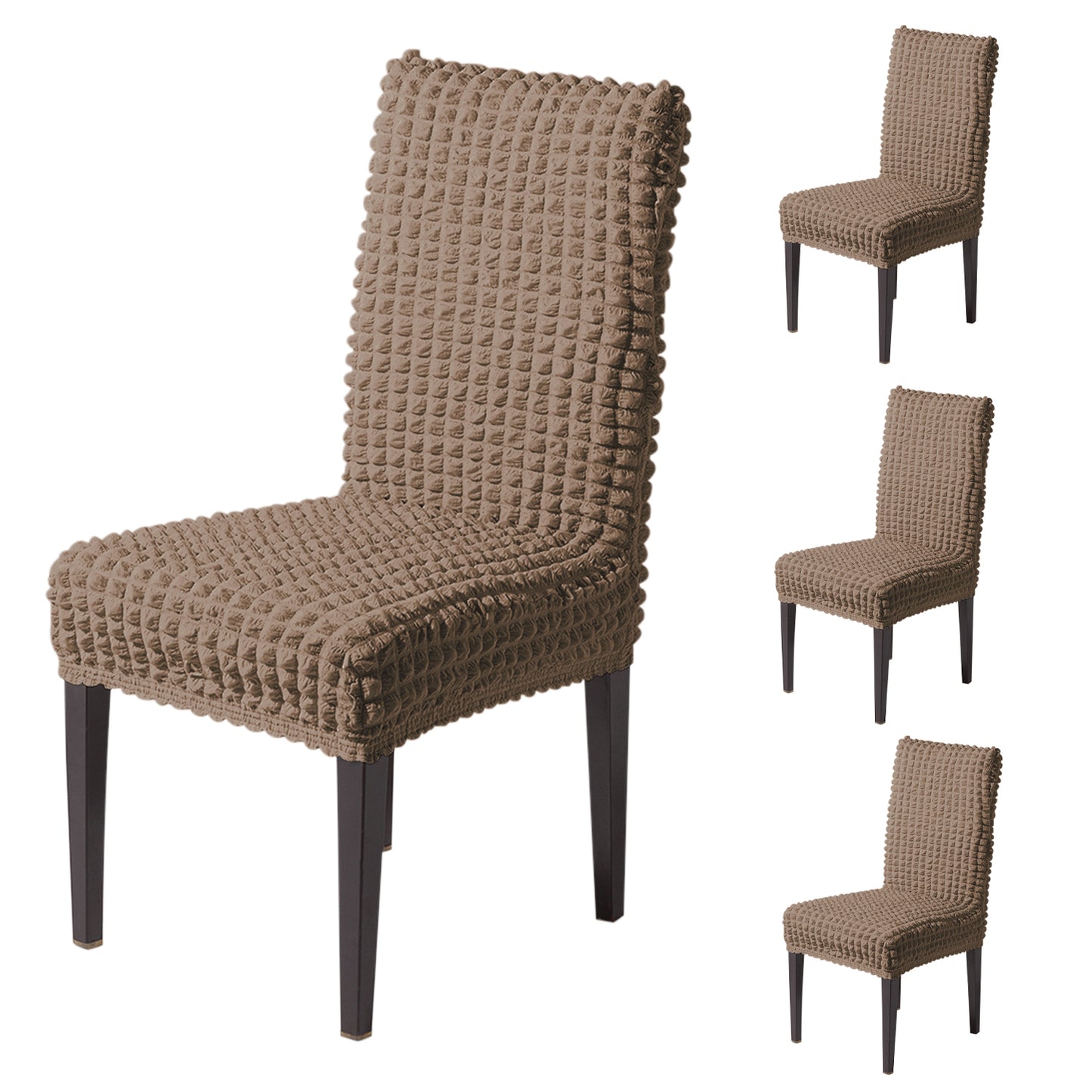 Aria Nova Bubble 280 GSM Dining Chair Cover Set of 1/2/4/6, Mocha Brown