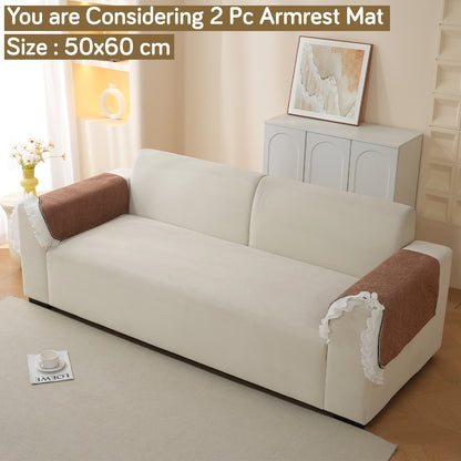 French Classic Frill Wavy Sofa Cover Mat, Mocha Luxe Brown