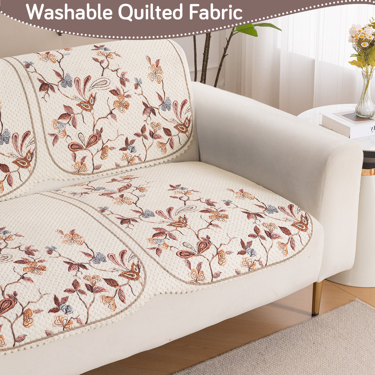 Buy Washable Autumn Whisper HeavenHue quilted Fabric sofa cover