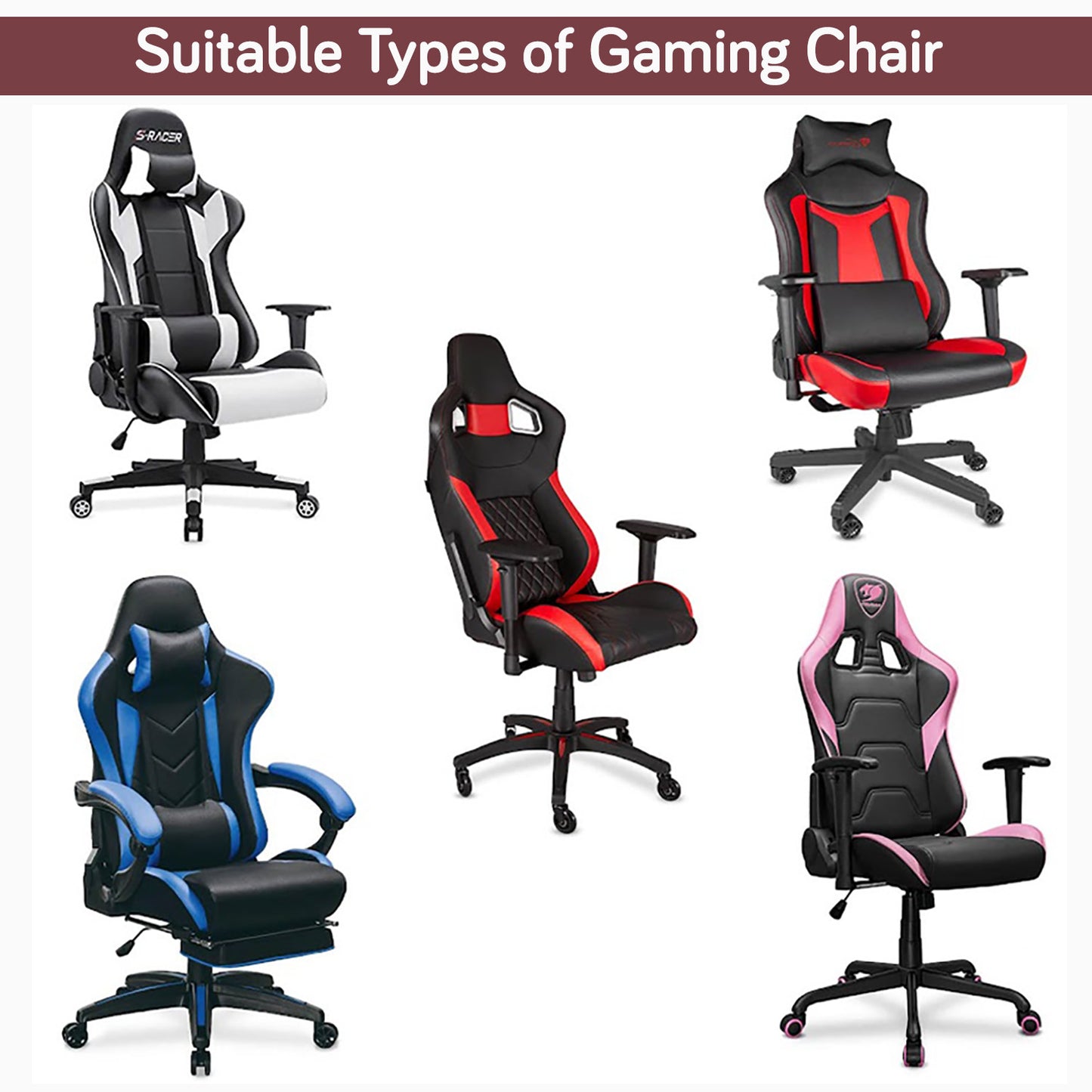 Printed Gaming Chair Seat Cover Elastic Computer Rotating Chair, Wine Abstract Geometry
