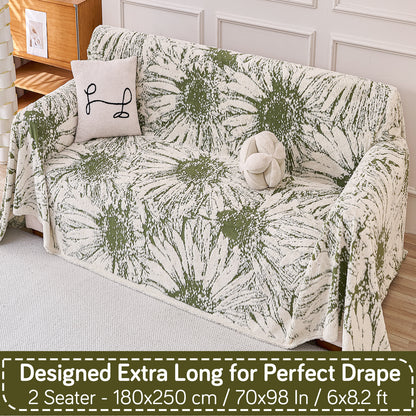 Buy Moss Green Colour DaisyBloom Series Luxury Plush Sofa Throw – 2 Seater Sofas | HOKIPO