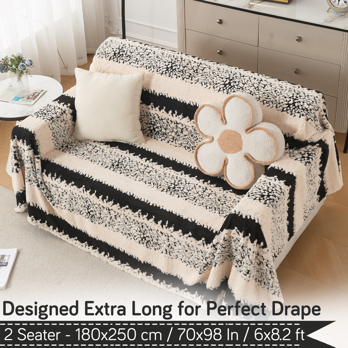 Buy Textured Stripe Noirea Series Luxury Plush Sofa Throw – 2 Seater Sofas | HOKIPO
