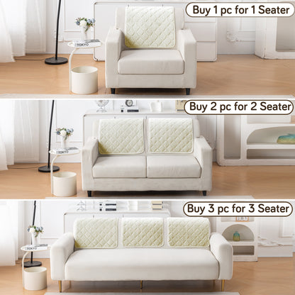 Diamond Tuft Plush Sofa Cover Mat, Ivory Cream