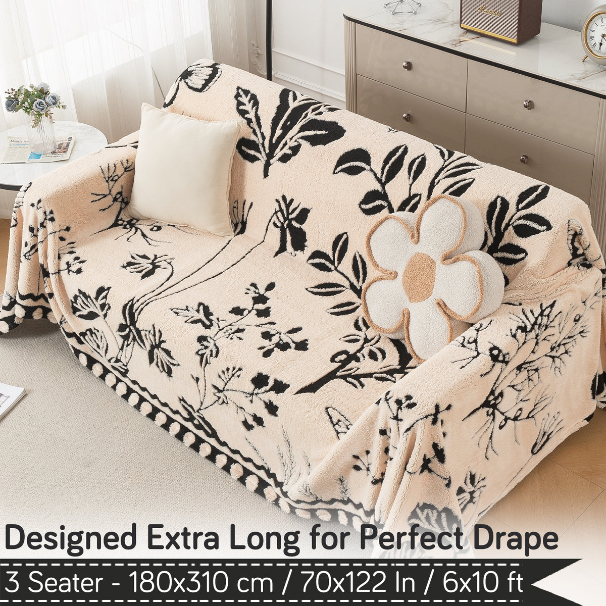 Buy Butterfly Garden Noirea Series Luxury Plush Sofa Throw – 3 Seater Sofas | HOKIPO